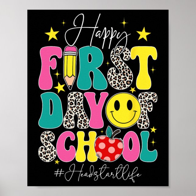 Groovy Happy Erster Schultag Headstart Leben Er Poster (Vorne)