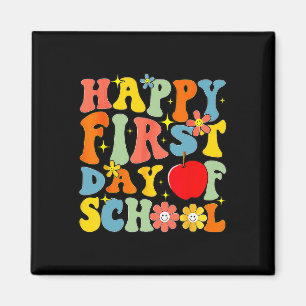 Groovy Happy erster Schultag Zurück zur Schule Kle Magnet