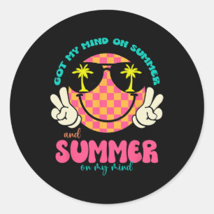 Groovy Happy Face Sommer Stimmung Hat Meinen Sinn Runder Aufkleber