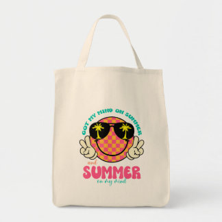 Groovy Happy Face Summer Vibes Got meine Gedanken Tragetasche