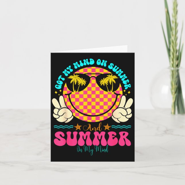 Groovy Happy Face Summer Vibes Got My Mind On Summ Karte (Vorderseite)