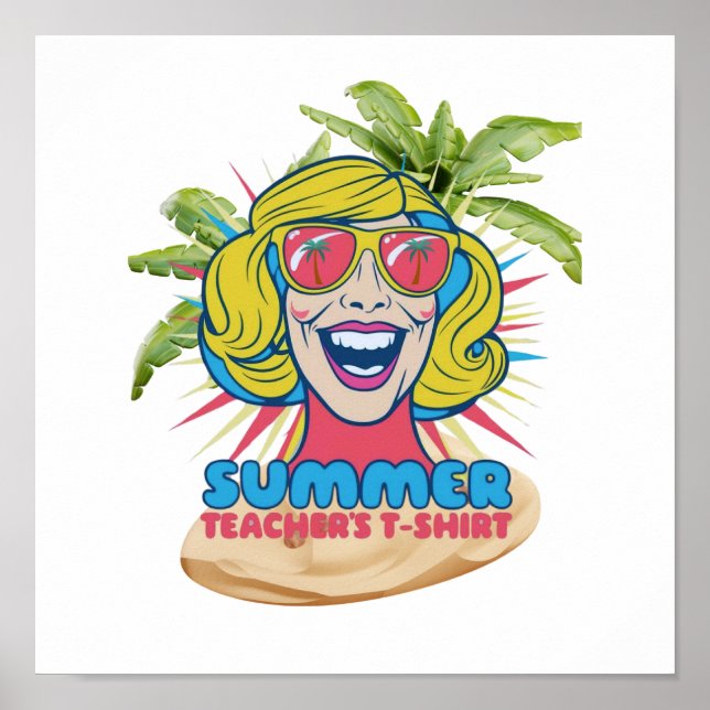 Groovy Happy Face Summer Vibes Poster für Lehrer (Vorne)