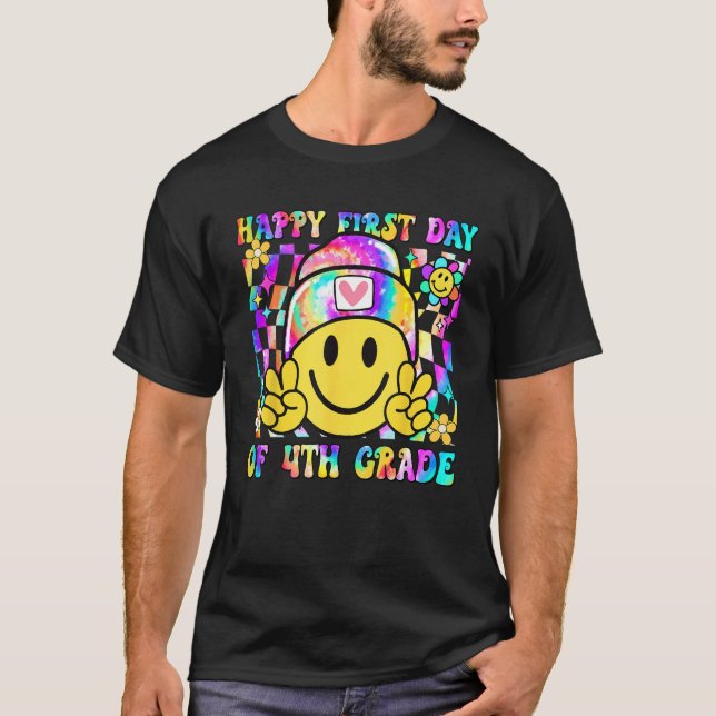 Groovy Happy First Day Of 4th Grade Boys Girls Kid T-Shirt (Vorderseite)