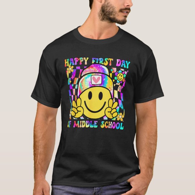 Groovy Happy First Day Of Middle School Boys Girls T-Shirt (Vorderseite)