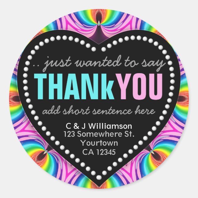 Groovy Happy Neon Fun Vielen Dank für Ihr Round St Runder Aufkleber (Vorderseite)