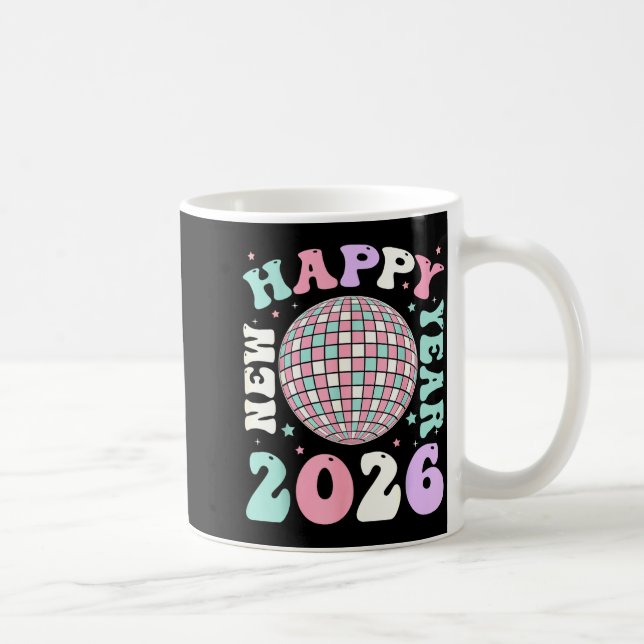 Groovy Happy New Year 2026 Disco Ball New Years Ev Kaffeetasse (Rechts)