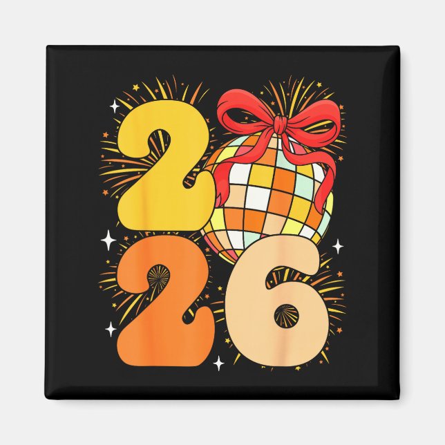 Groovy Happy New Year 2026 New Years Eve Party Men Magnet (Vorne)