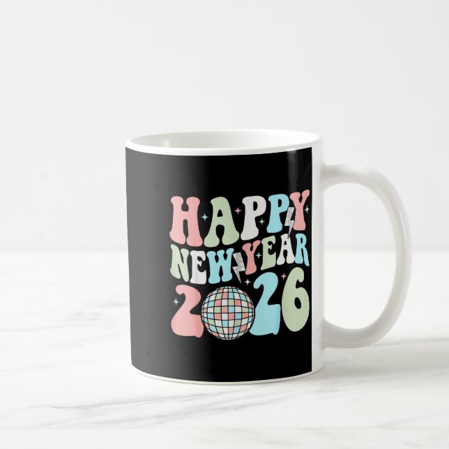 Groovy Happy New Year 2026 Party Cute New Years Ev Kaffeetasse (Rechts)