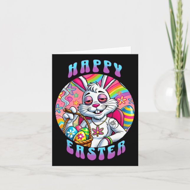 Groovy Happy Oaster Bunny Smoking Weunny Funny Karte (Vorderseite)