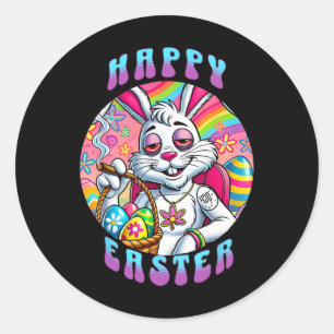 Groovy Happy Osterhase raucht Gras Lustig Runder Aufkleber