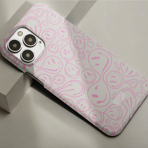 Groovy Happy Retro Smile-Gesichtsmuster Sandrosa Case-Mate iPhone 14 Pro Max Hülle