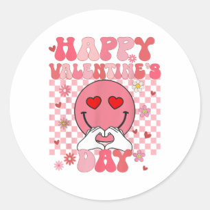 Groovy Happy Valentines Day Mens Womens Couple Mat Runder Aufkleber