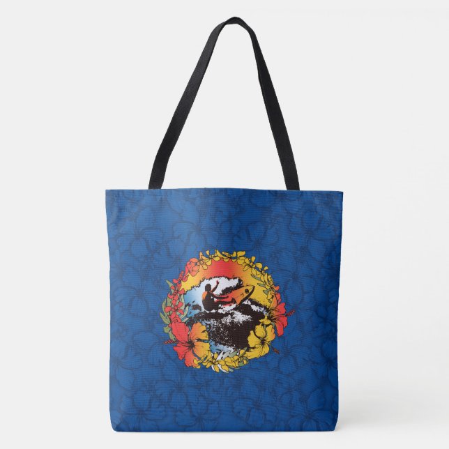 Groovy Hawaiian Surfer 1960er Retro Beach Bag (Vorderseite)