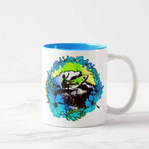 Groovy Hawaiian Surfer 1960er Retro-Grafik Zweifarbige Tasse