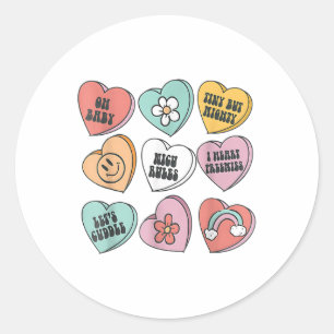 Groovy Heart Candy Nicu Nurse Valentinstag Geschen Runder Aufkleber