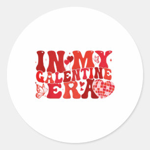 Groovy Heart in My Galentine Ära Valentinstag Wo Runder Aufkleber