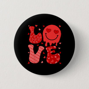 Groovy Heart Liebe Valentinstag Mens Womens Kids Button