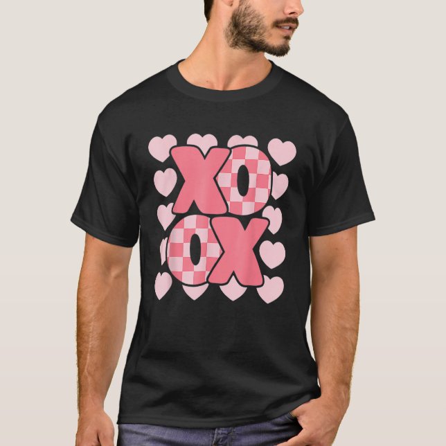 Groovy Heart Valentine's Day For Couple Xoxo Valen T-Shirt (Vorderseite)