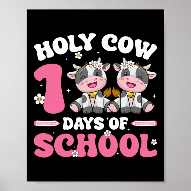 Groovy Heilige Kuh 100 Tage Schulmilchstudient Poster (Vorne)