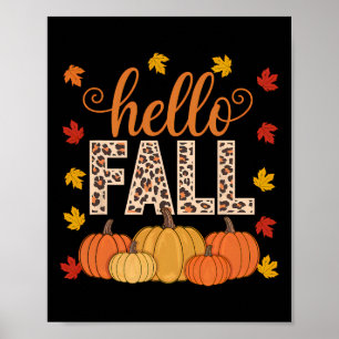 Groovy Hello Herbst Herbstmaple Blätter Pumpkin Le Poster