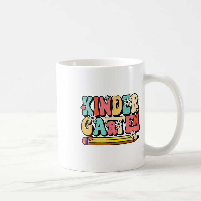 Groovy Hello Kindergarten Stimmung Retro Lehrer Ck Kaffeetasse (Rechts)