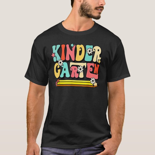 Groovy Hello Kindergarten Vibes Retro Teacher Back T-Shirt (Vorderseite)