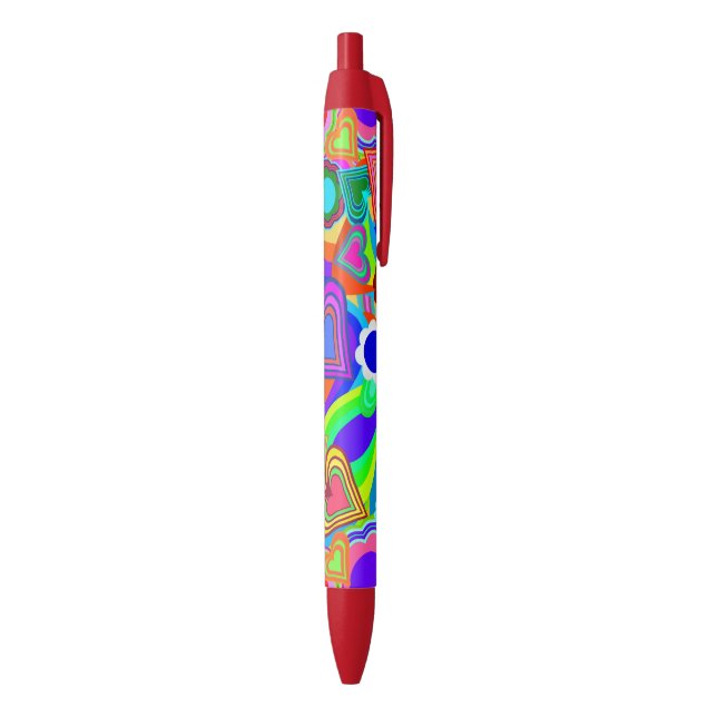 Groovy Herzen Blumen Kugelschreiber (Unterseite (Vertikal))