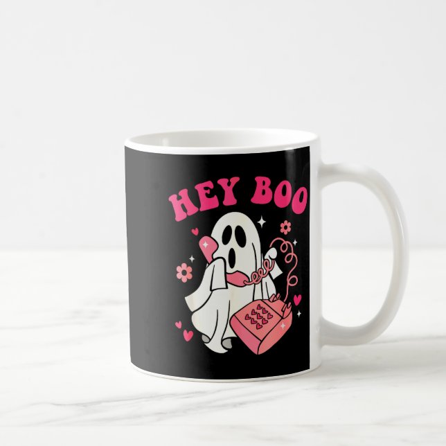 Groovy Hey Boo Cute Ghost Funny Halloween Mens Wom Kaffeetasse (Rechts)