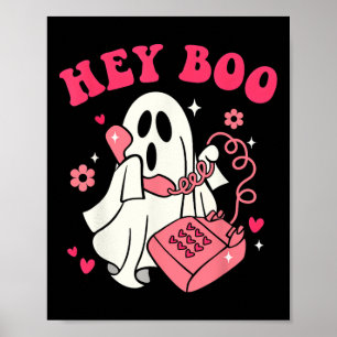 Groovy Hey Boo Niedlich Ghost Funny Halloween Mens Poster