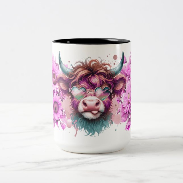 Groovy Highland Bloom Zweifarbige Tasse (Mittel)