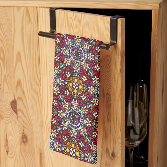 Groovy Himmlische Blumenkraft  Geschirrtuch (Drittel gefaltet)