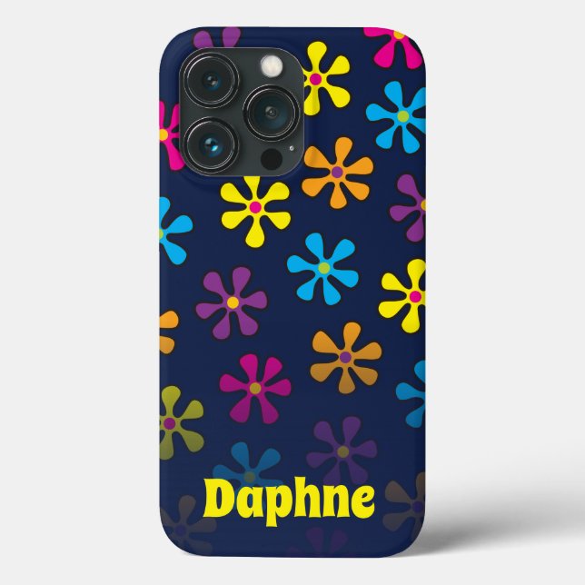 Groovy Hippie Blume Individuelle Name Case-Mate iPhone Hülle (Rückseite)