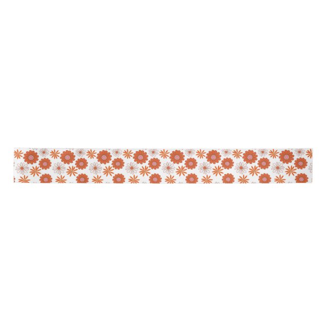 Groovy Hippie Blume Red Orange White Satinband (Vorderseite)