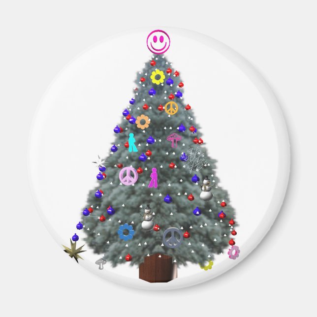 Groovy Hippie Christmas Tree Magnet (Vorne)