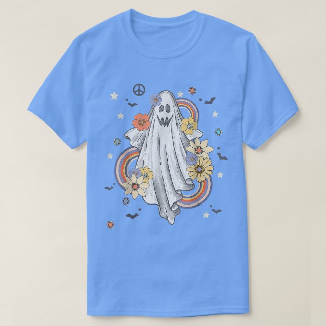 Groovy Hippie Decorations Blumenghost Halloween T-Shirt (Design vorne)