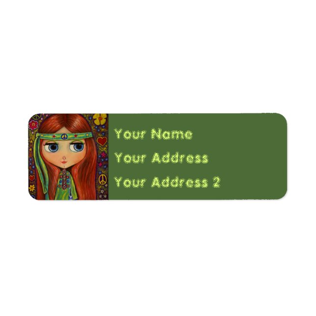 Groovy Hippie Girl I Green Peace Sign Niedlich (Vorne)