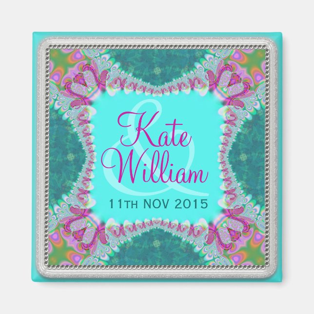 Groovy Hippie Happy Save the Date Magnet (Vorne)