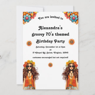 Groovy Hippie Hippy Geburtstagsparty der 1970er Ja Einladung