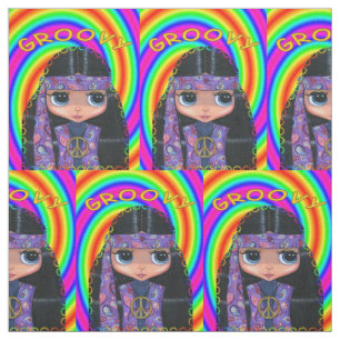 Groovy Hippie-Küken-lila Stirnband-Friedenszeichen Stoff