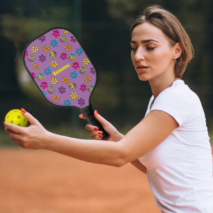 Groovy Hippie Peace and Blume Dusche Pickleball Schläger