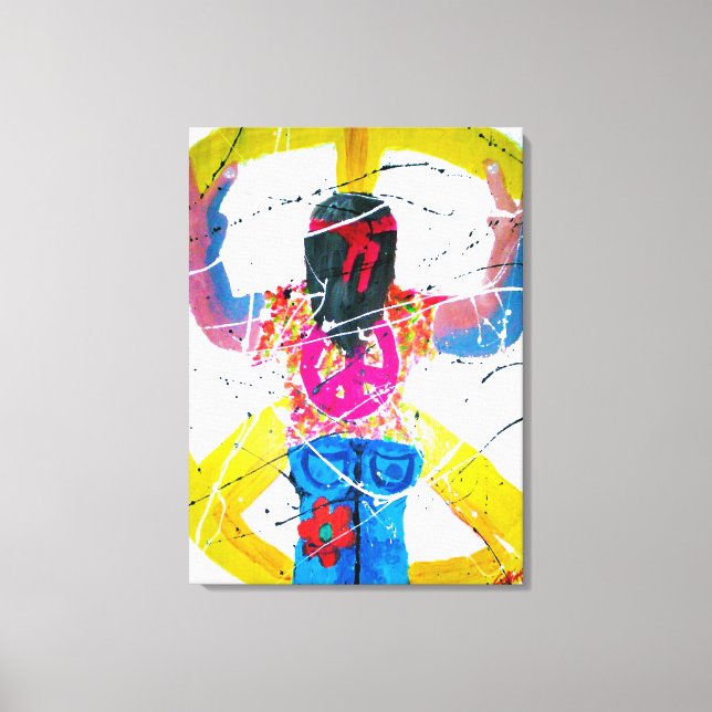 Groovy Hippie Peace Sign Leinwanddruck (Vorderseite)