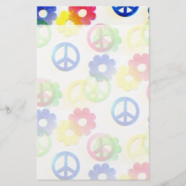 Groovy Hippie Peace Signs Blume Power Glitzern (Vorderseite)