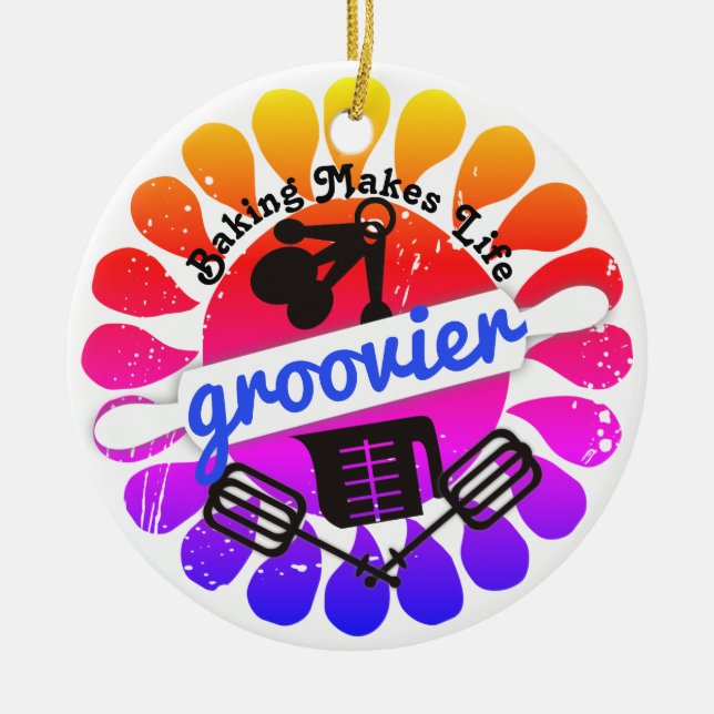 Groovy Hippie Regenbogen Backen Weihnachtsschmuck (Vorne)