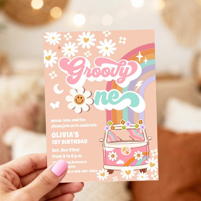 Groovy-Hippie-Regenbogen-Geburtstagseinladung Einladung (Von Creator hochgeladen)