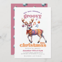 Groovy Hippie Reindeer Funny Disco Weihnachten Par Einladung