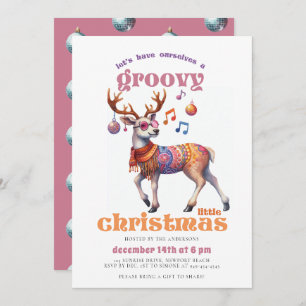 Groovy Hippie Reindeer Funny Disco Weihnachten Par Einladung