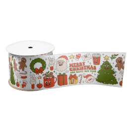 Groovy Hippie Retro Frohe Weihnachten Weihnachten Satinband