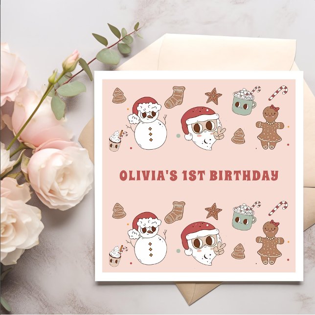 Groovy Hippie Santa Christmas Geburtstag Serviette (Von Creator hochgeladen)