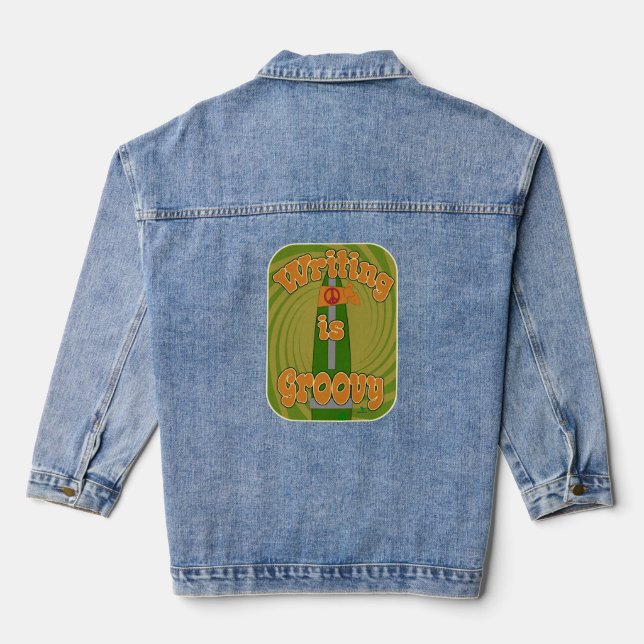 Groovy Hippie Stift Lustiger Autor Kunst Jeansjacke (Rückseite)