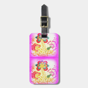 Groovy Hippie-Stil rosa Palmen Gepäckmarke Gepäckanhänger